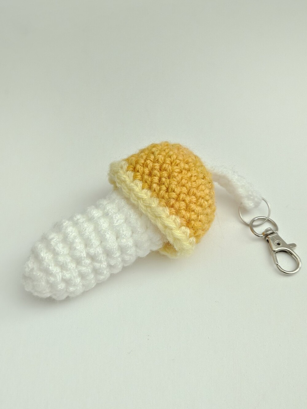 Handmade Mushroom Chapstick Holder Keychain - White and Yellow